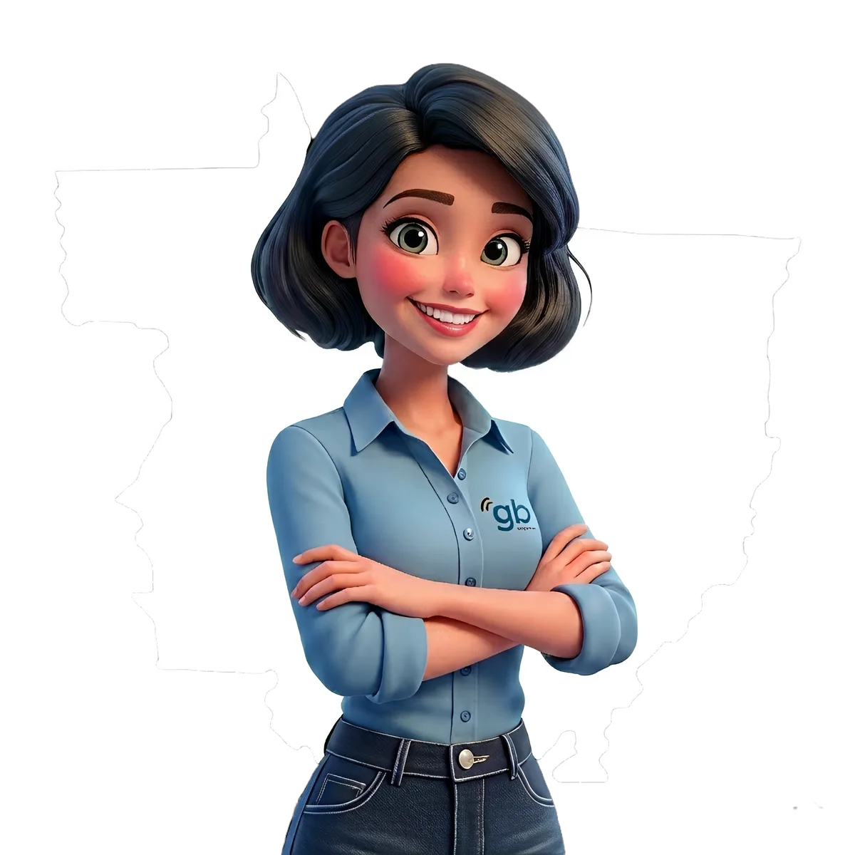 Gabi, da GB, com o mapa do Norte de Mato Grosso nas cores do Brasil